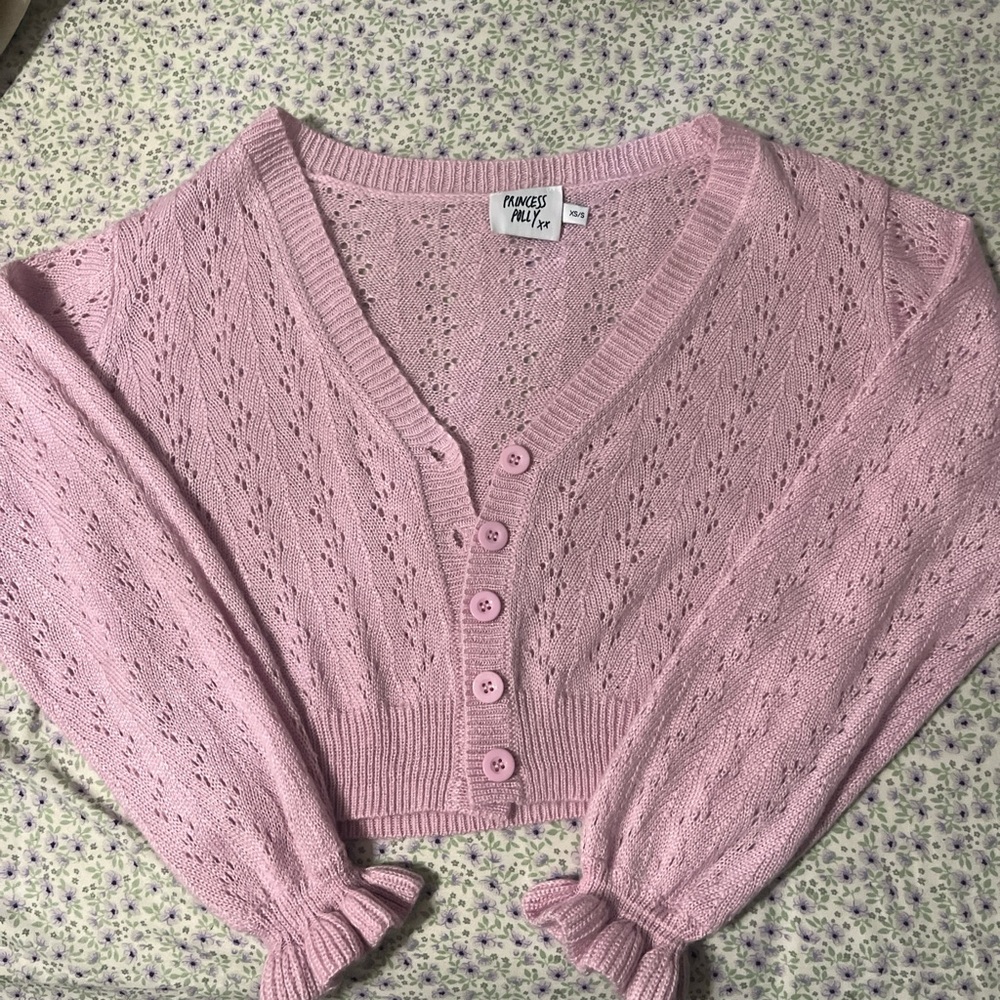 Pink Princess Polly Cropped Cardigan